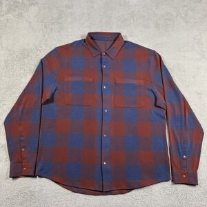 Lululemon Soft Knit Overshirt Flannel Shirt Mens 2XL Pockets Stretch Snap Button